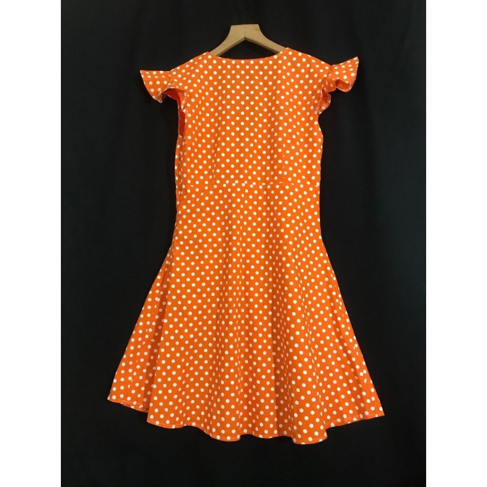 Indie Parisian Designer, Luna Bosoca Polkadot Dress in Fanta Oran - Picture 4 of 4